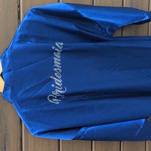 Bundle Of 2 Blue Satin Bridesmaid Kimono Robe - New XL & XXL - Picture 4 of 7